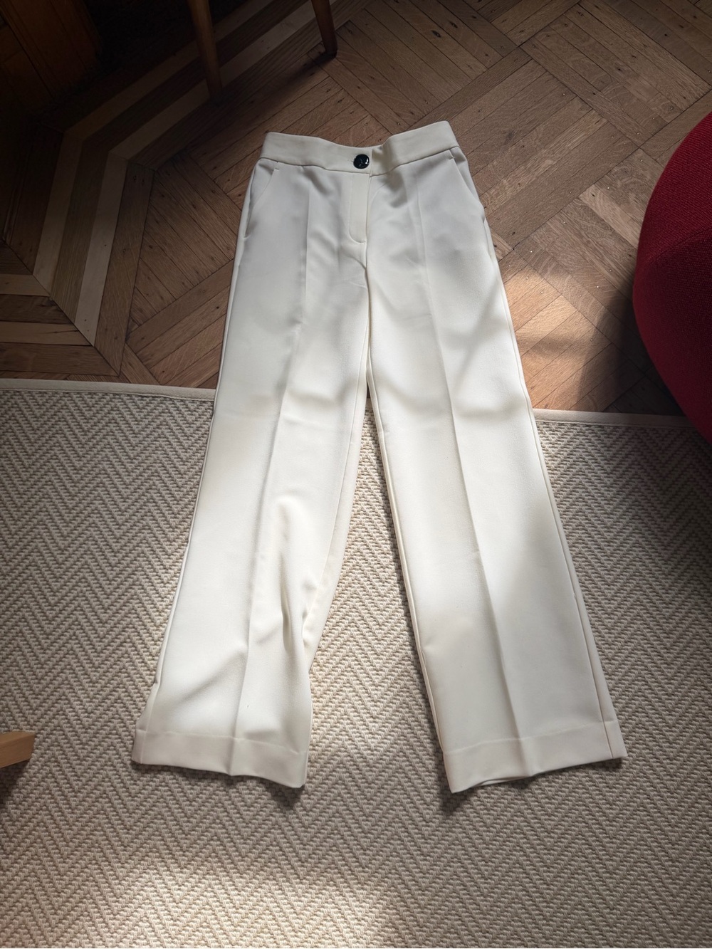 Mango Cream Wide-Leg Trousers